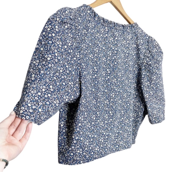 New with Tags Levi's Womens Joella Button-Up Floral Puff Sleeve Crop Blouse - Picture 10 of 16